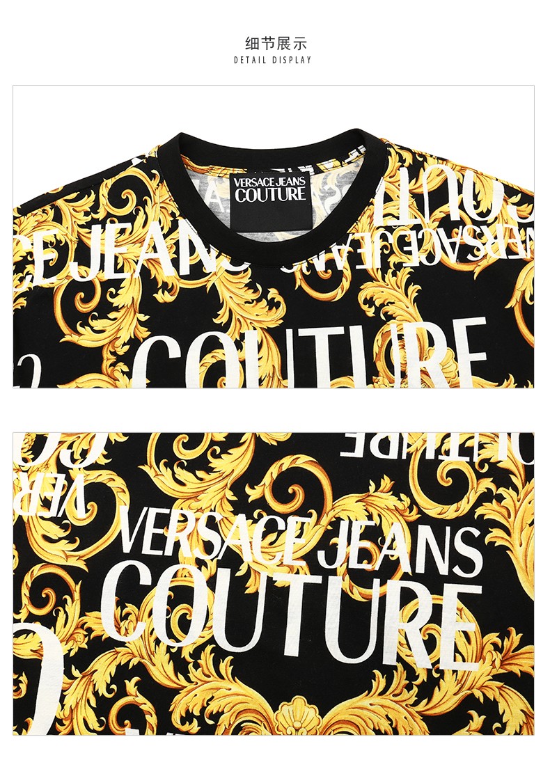 versace jeans couture范思哲19秋冬男士短袖t恤 b3gua7s0s0588 黑色