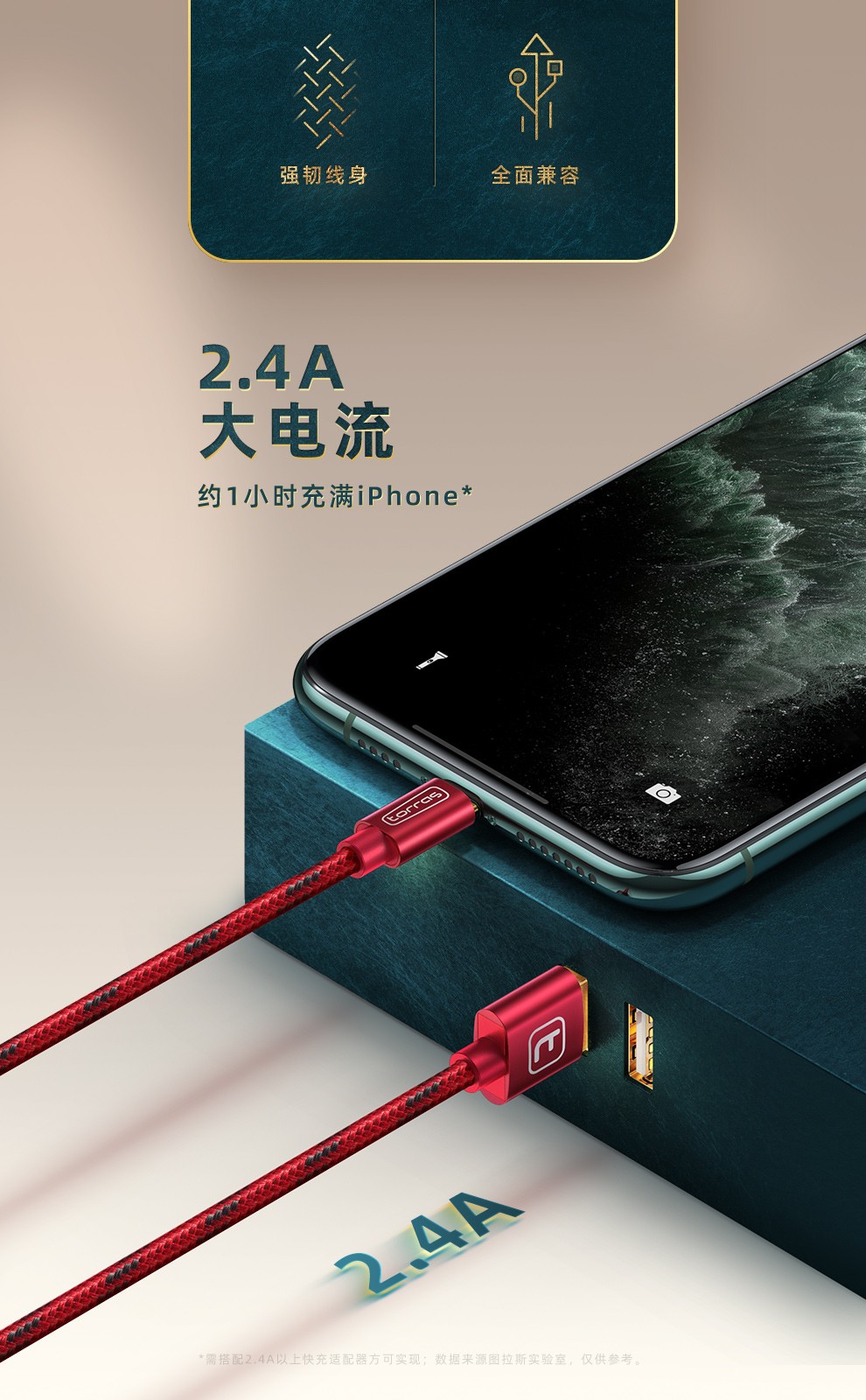 88901-图拉斯 苹果数据线手机快充USB充电器线iPhone 13 Pro Max/12/11/iPad 1.68米【快不伤机丨耐用不弹窗】-详情图