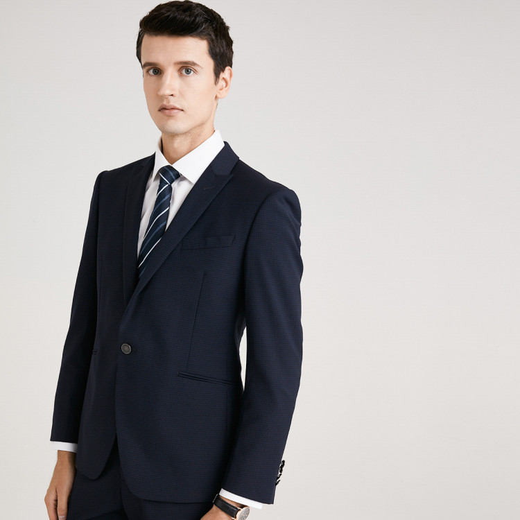 雅戈尔youngor 修身有型格纹西装男式套装西服上衣 蓝色 50(175/100a)