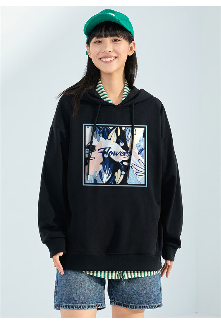 雪中飞snow flying 【甜美校园】女式202时尚可爱印花连帽卫衣休闲