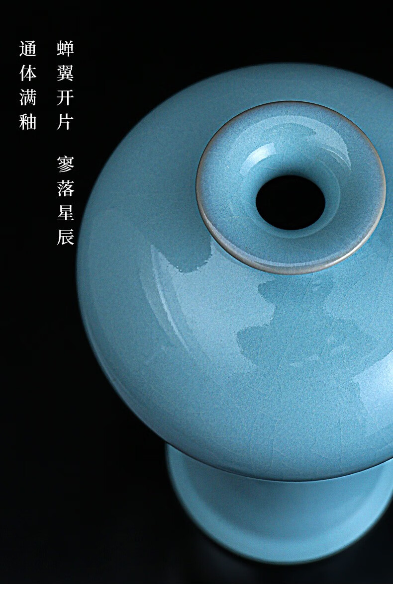 廷怀tinghuai廷怀窑汝窑天青釉梅瓶花瓶摆件高档礼盒装汝州汝瓷花瓶花