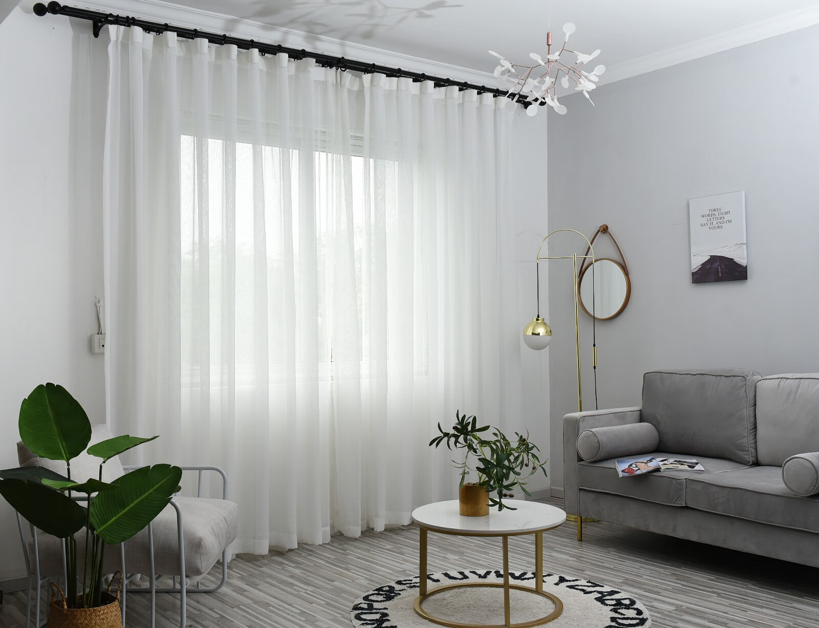 锐莺窗纱 白色窗纱帘成品卧室客厅阳台窗帘纱 简约现代北欧窗帘窗纱