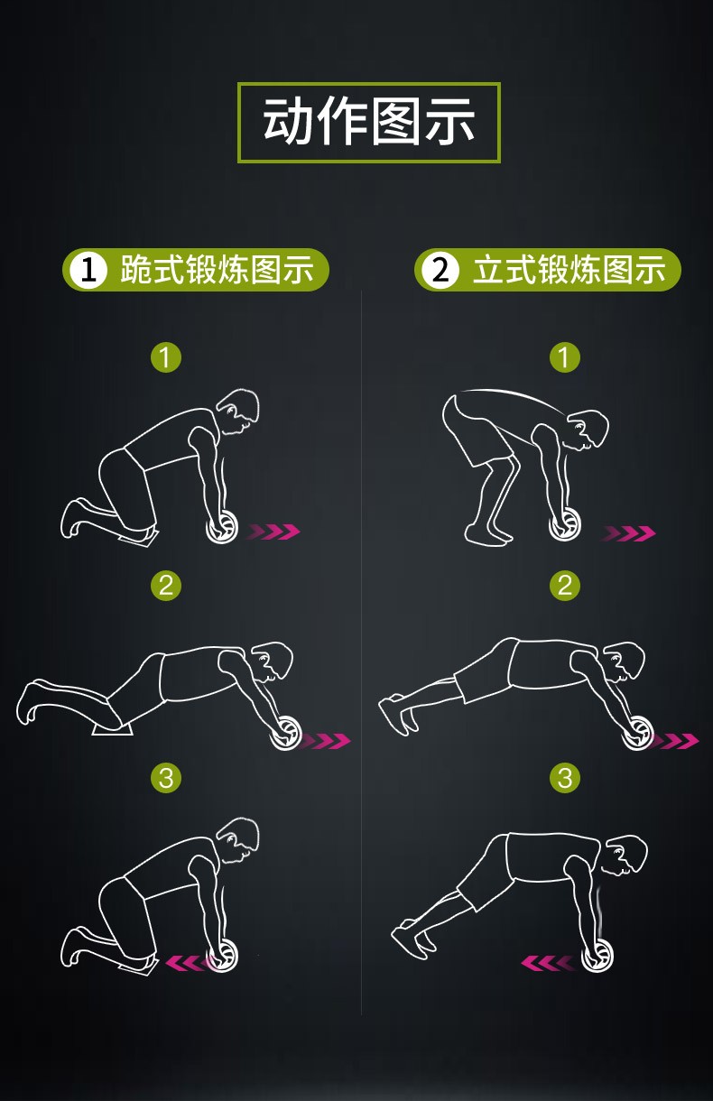 健腹轮卷腹肌滚轮滑速成男收腹运动自动健身器材家用女瘦肚子 标准款