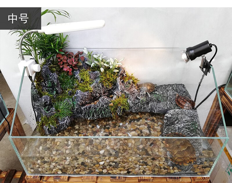 绿伴 乌龟缸 养乌龟玻璃缸巴西龟鳄龟水陆两用缸带晒台带过滤器别墅