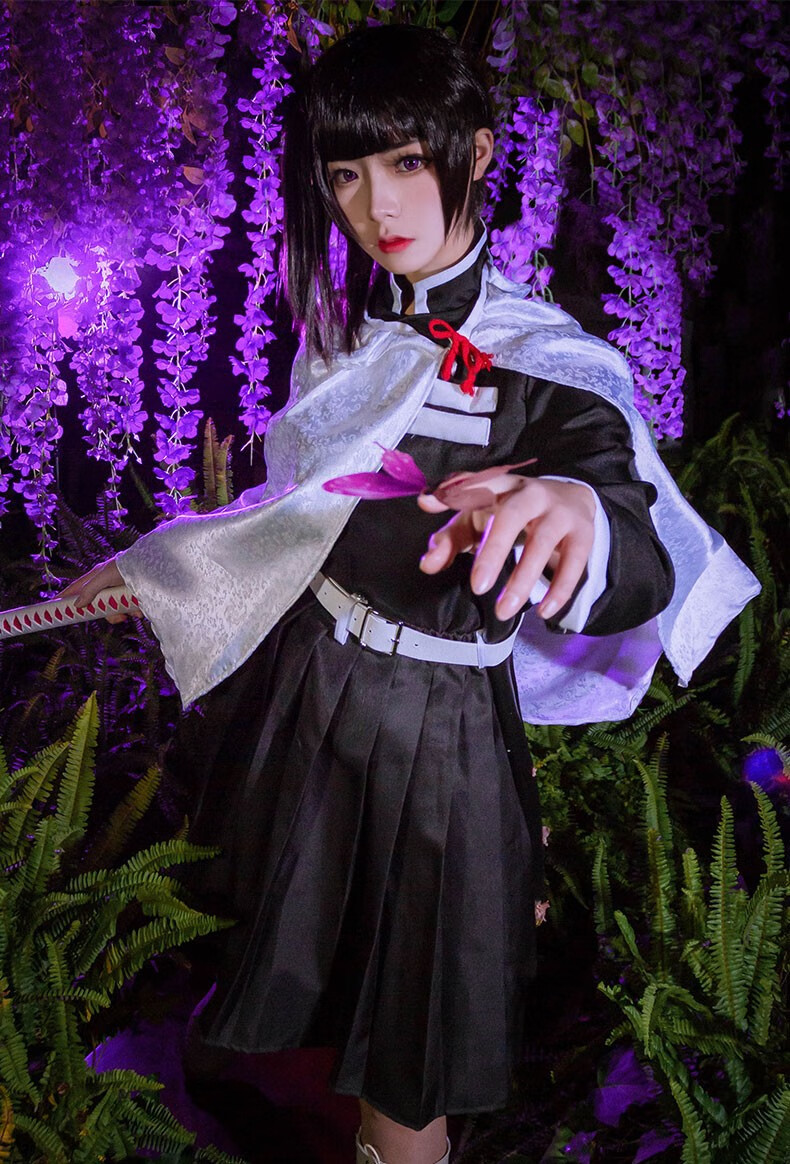 秀琴家鬼灭之刃栗花落香奈乎cos假发蝴蝶发饰棕栗色小虎口夹香奈乎