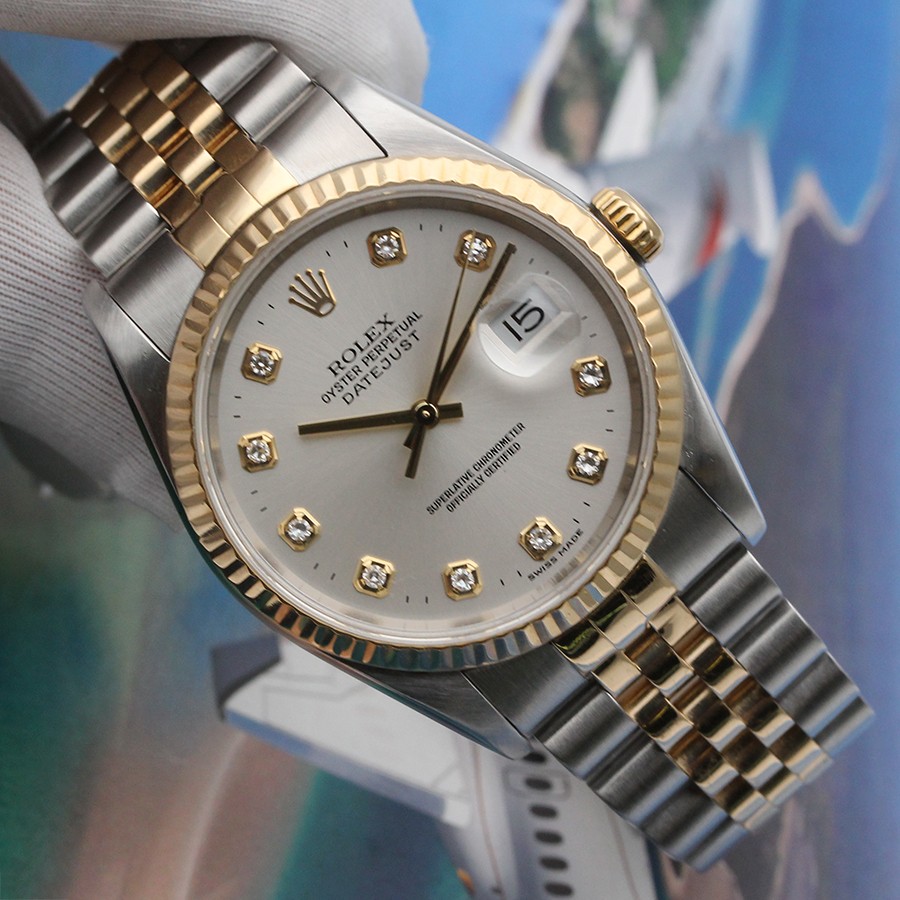 二手95新rolex劳力士日志型系列16233自动机械男表36mm表径18k金二手