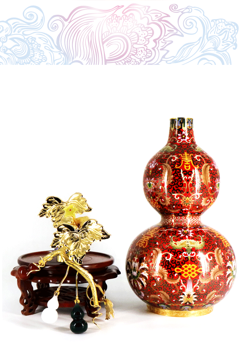 名门钰礼 景泰蓝葫芦花瓶摆件葫芦传统工艺品福寿瓶铜胎掐丝珐琅彩送
