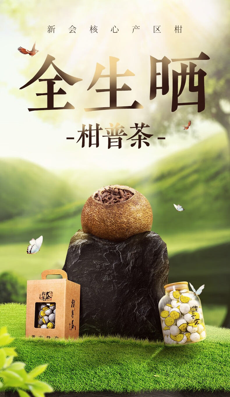 【小青柑】正宗新会全生晒小青柑 5年宫廷普洱陈皮柑普桔普茶叶500克