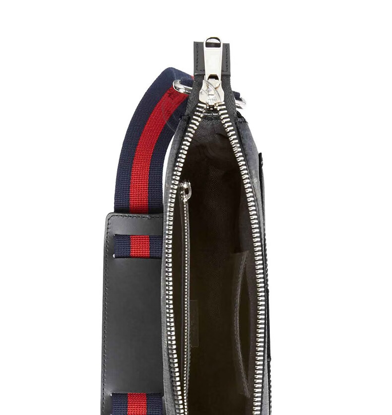 古驰gucci男包 帆布老虎印花 单肩斜跨邮差包 474137 g0kan 8992 黑灰