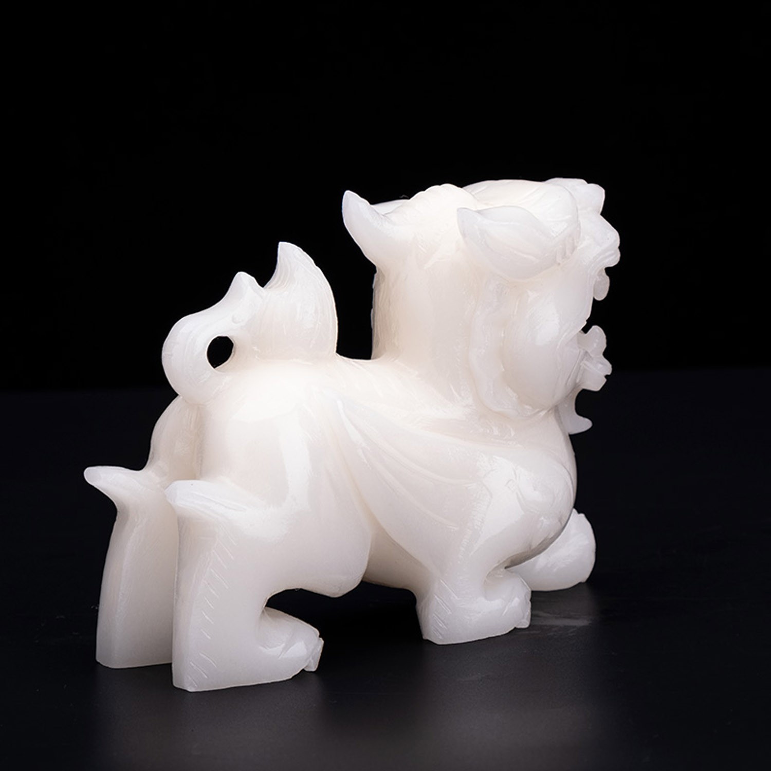 玉石貔貅风水摆件白玉雕工艺品玄关客厅装饰品摆设乔迁开业送礼16厘米