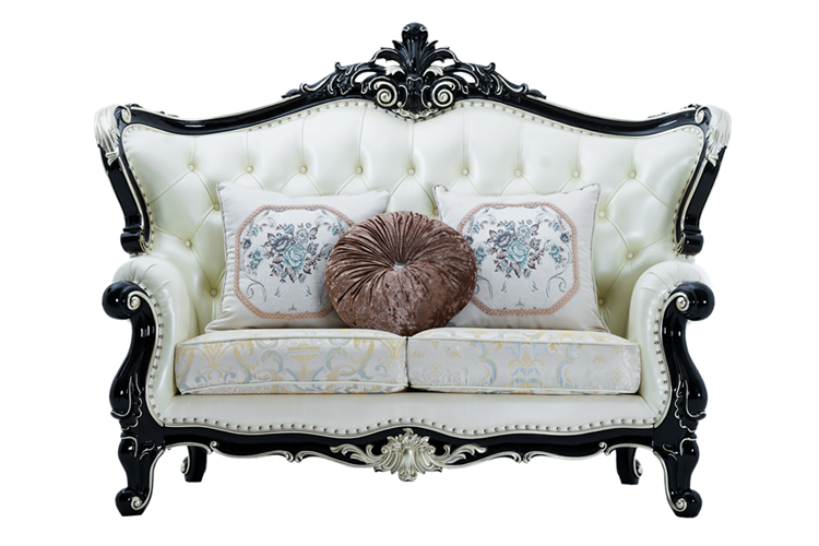 预售定制 欧式家具 榴岛宫廷壹号 黑色沙发 1 2 3套装 实木高密度回弹