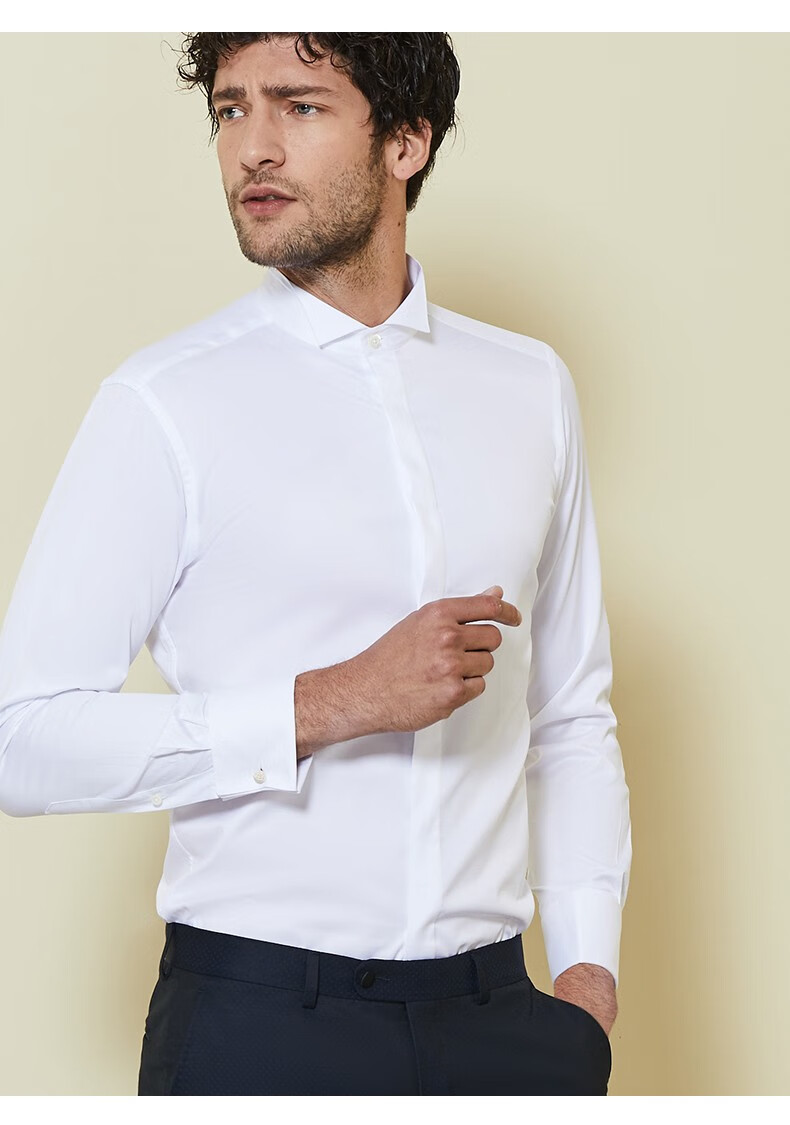 2020新款 bycreations 柏品 lite 男士翼领礼服衬衫暗门襟衬衣法式