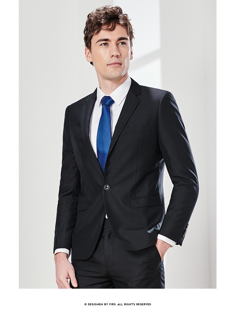 firs杉杉 西服套装男 春夏新品男士商务休闲简约藏青色修身套西 xtxa