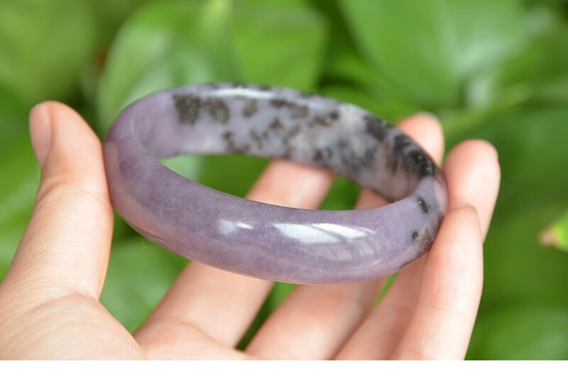 新疆阿勒泰可可托海天然丁香紫玉手镯子草花玉5859