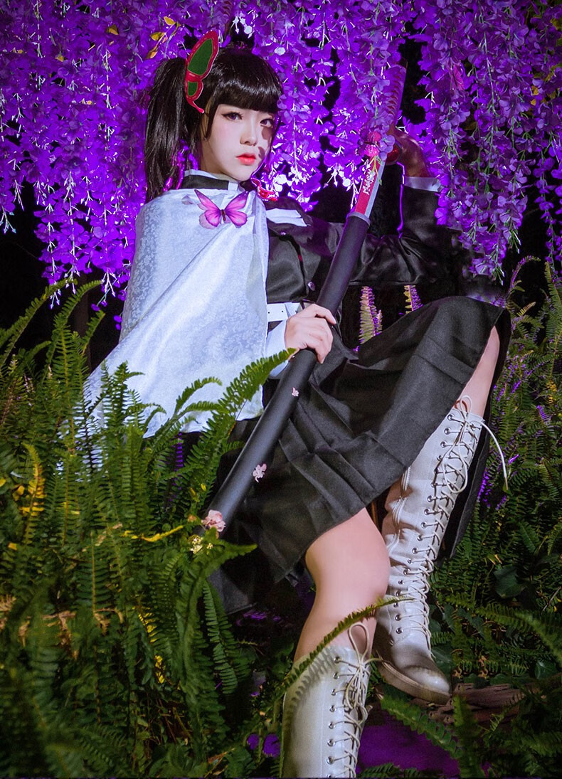 秀琴家鬼灭之刃栗花落香奈乎cos假发蝴蝶发饰棕栗色小虎口夹香奈乎