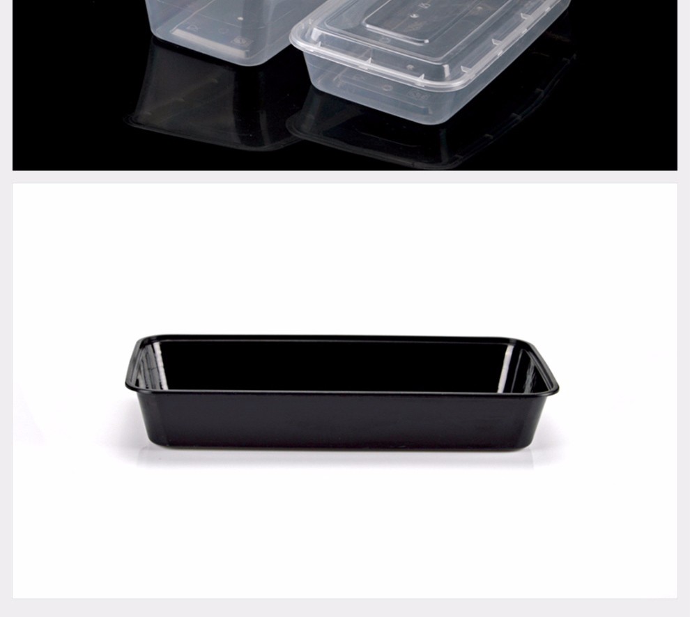 喇叭花一次性带盖鱼盒塑料快餐盒长方形加长鱼盒打包外卖盒带盖100套