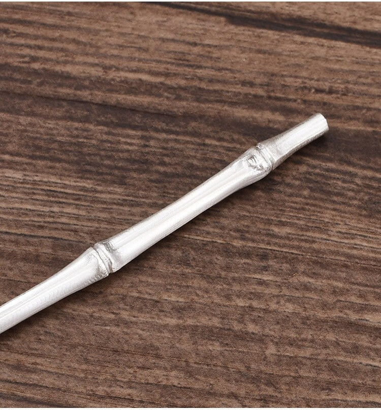 银器时代 竹子茶扒足银999手工家用茶道配件全银小茶拨茶勺茶匙 19克