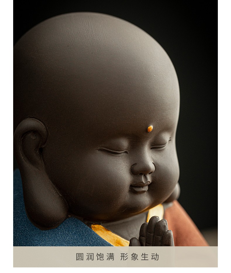 书房装饰品工艺品禅意小沙弥办公室桌面摆设送长辈送同事随缘小和尚