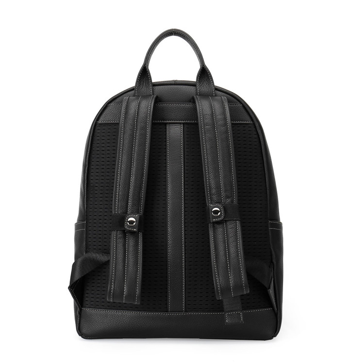 沙驰satchi男包大容量背包头层牛皮休闲双肩包黑色均码