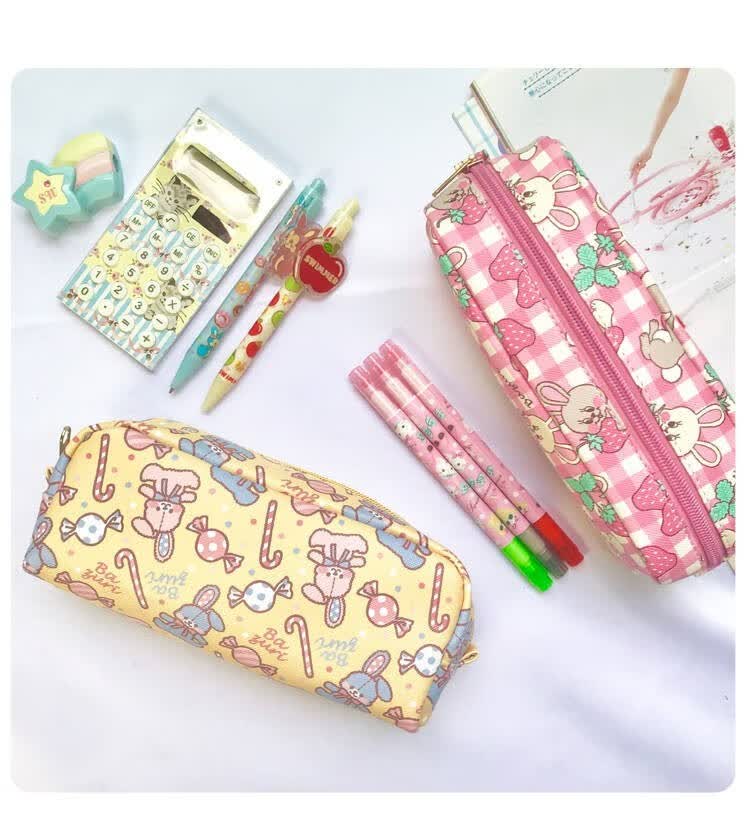 笔袋女生韩版可爱印花大容量网红文具盒女初中生日系卡通文具袋 幸运