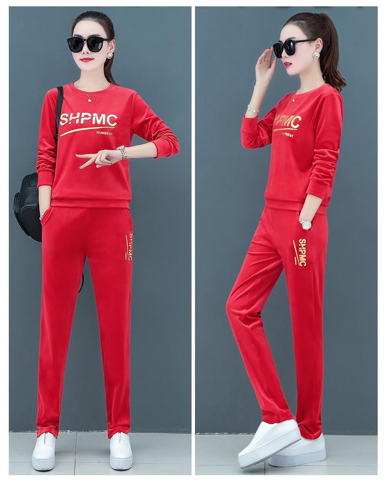 米亚黛 红色 m 品牌: 米亚黛(miyadai) 商品名称:金丝绒运动服套装女