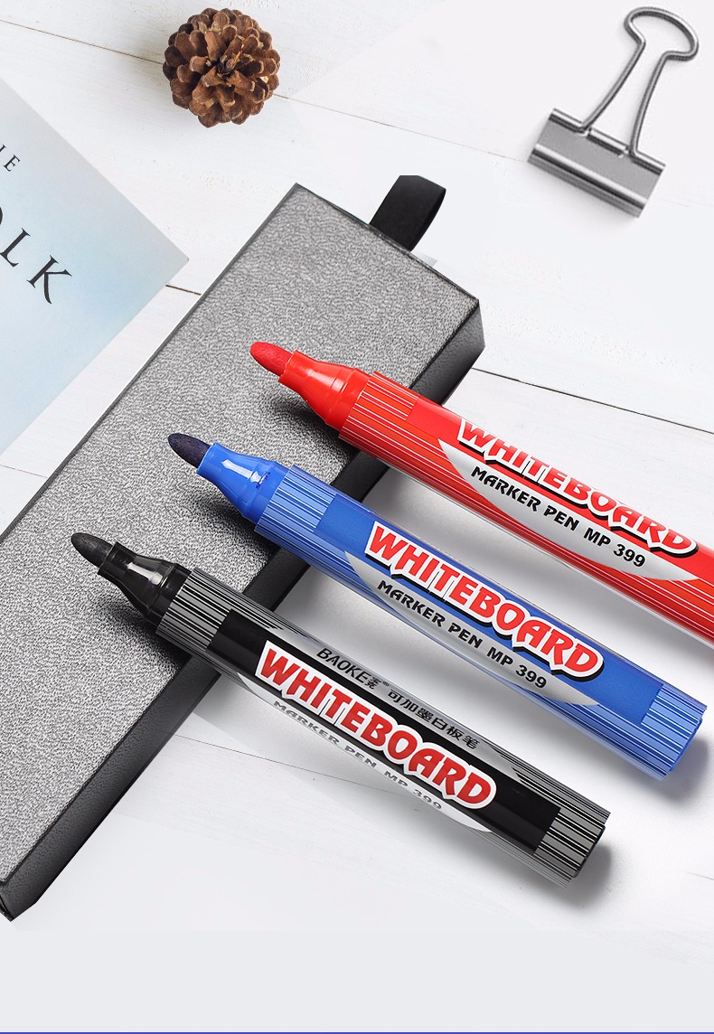 baoke宝克白板笔可灌墨mp399a可擦记号笔水性不易干红色12支装白板擦