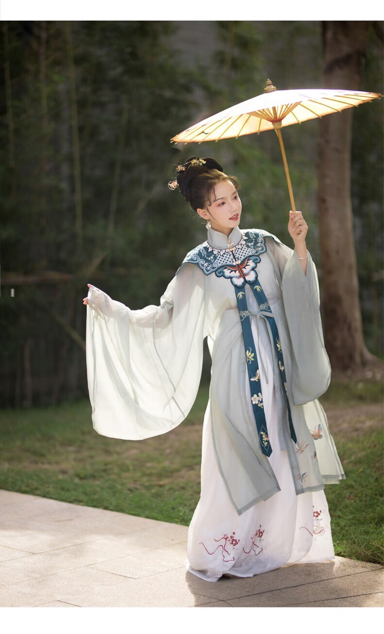 忆东方原创设计汉服女装古装明制长比甲长袄双层外套刺绣花仙鹤日常