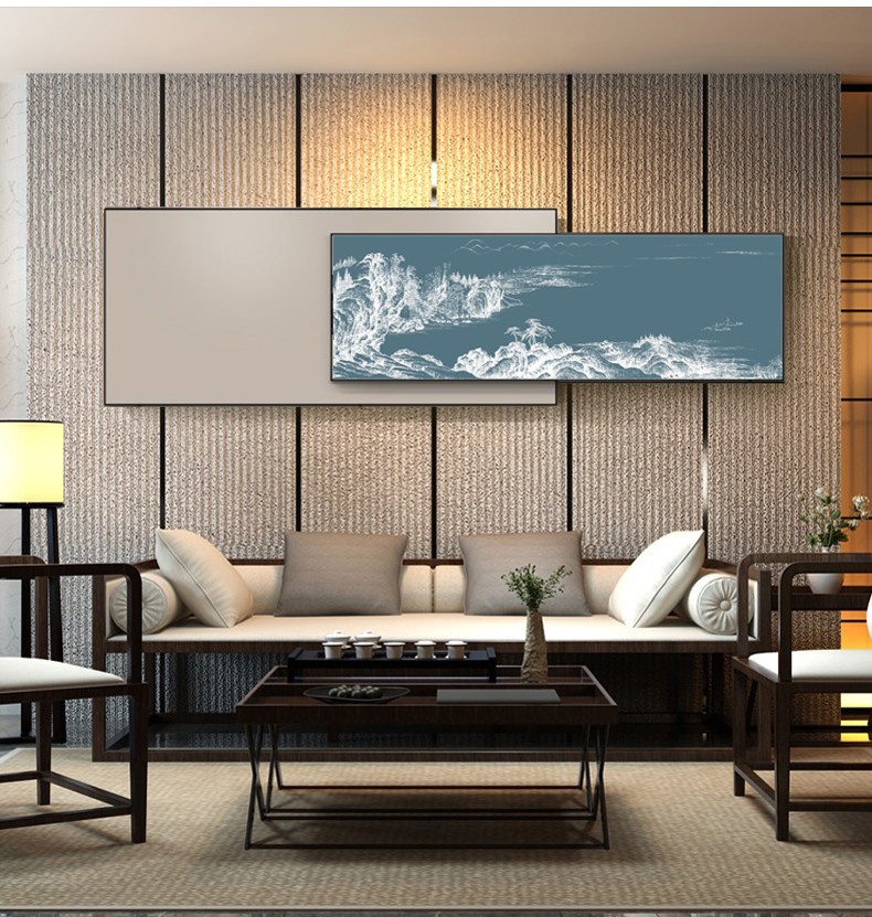 新中式客厅装饰画茶室挂画沙发背景壁挂书房卧室床头画山水手绘画 a款