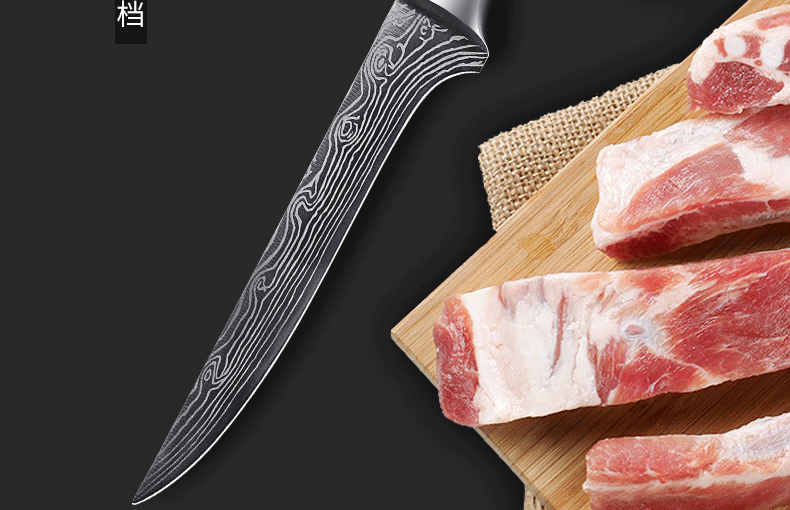 大马士革纹剔骨钢刀杀羊刀尖刀分割刀牛肉刀片鱼刀多用刀特快屠宰杀猪