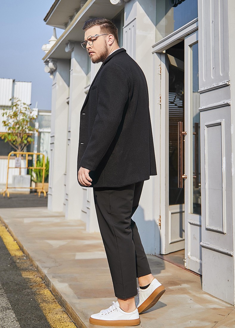 胖哥哥大码男装休闲商务胖子西装肥佬宽松外套加肥加大胖人西服藏青7