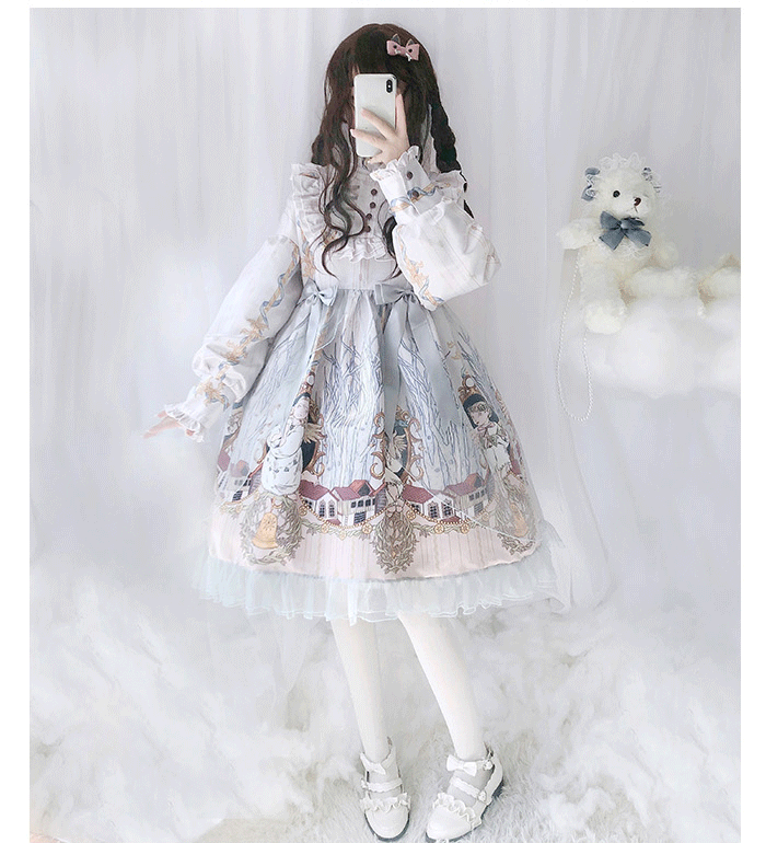 洛丽塔lo裙lolita洋装op长袖天使街道女装连衣裙可爱萝莉学生小清新