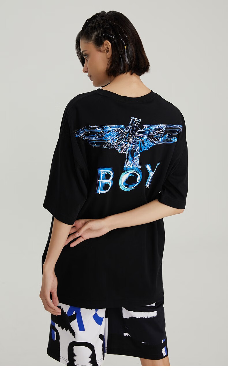 boy london2020春线性涂鸦霓虹灯光老鹰t恤b201nc510102 黑色 xs