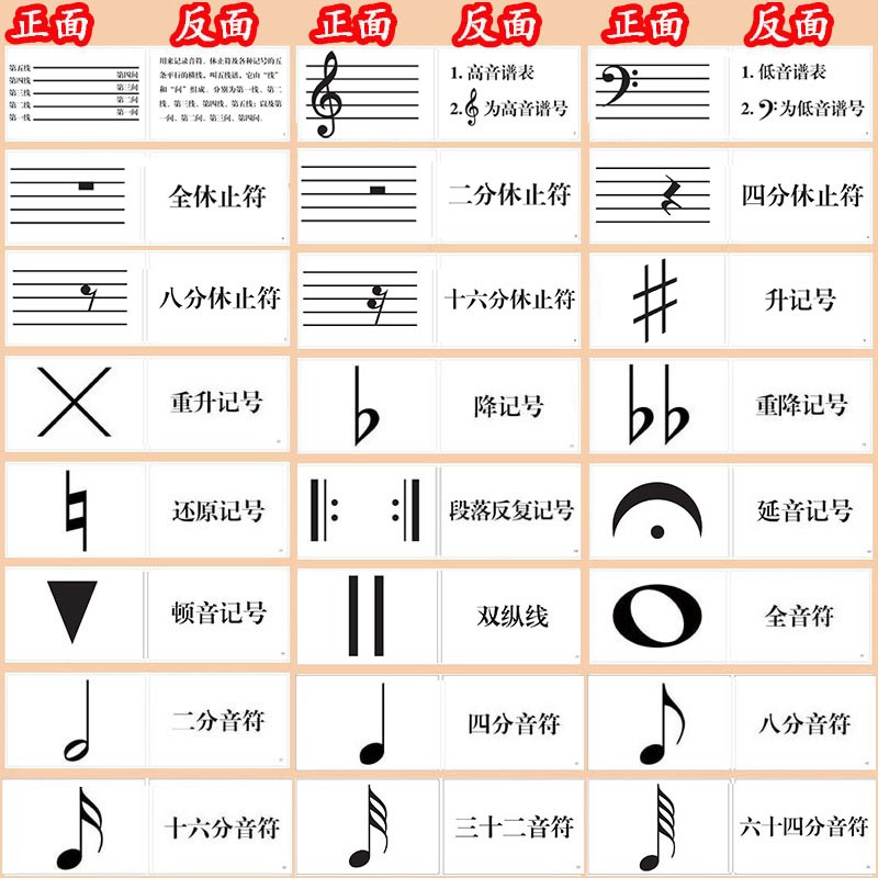 乐优右脑钢琴88键五线谱识谱卡164张钢琴版音符卡学钢琴小提琴乐器