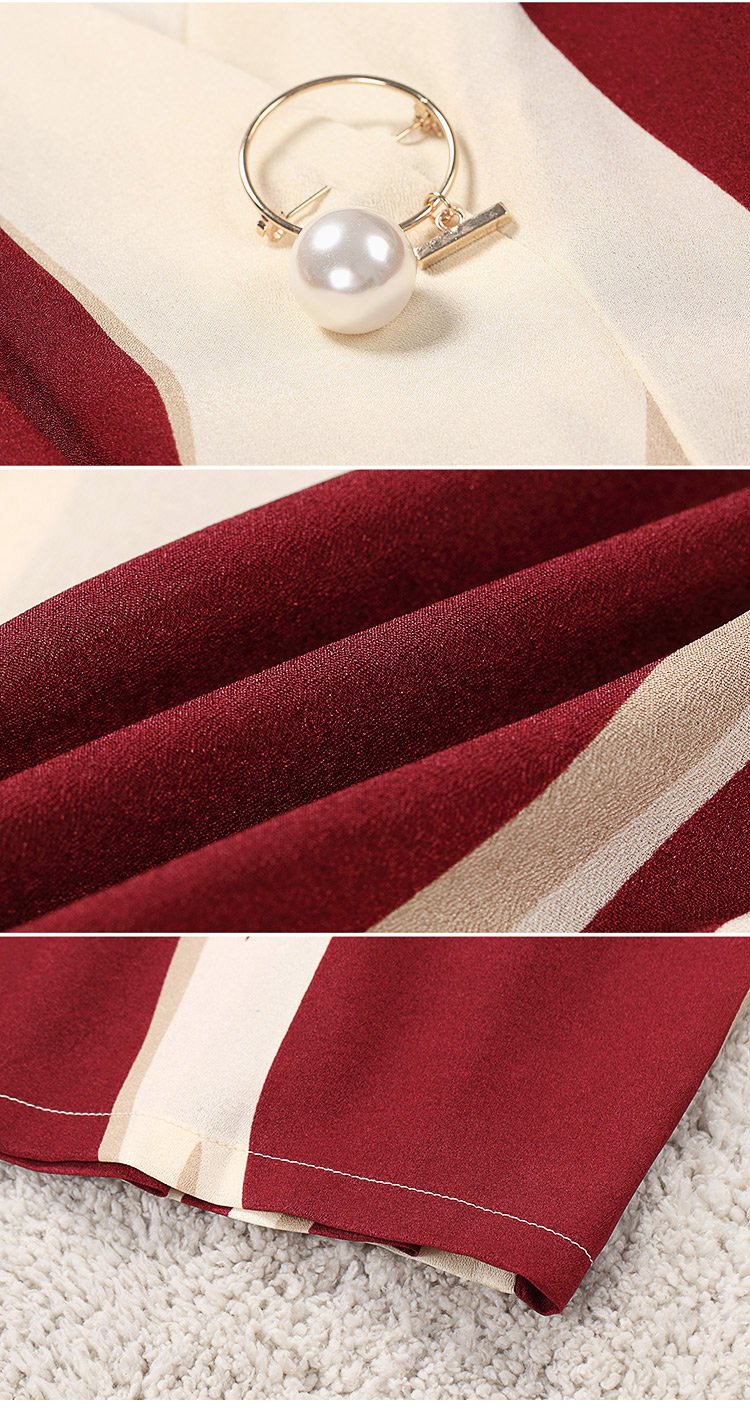 梵希蔓vimly v领套头雪纺衫 条纹上衣 杏红色 xxl