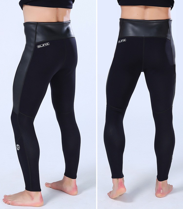 slinx2mm高腰加厚超弹cr防寒保暖冬泳长裤潜水裤游泳裤冲浪裤2mm黑色