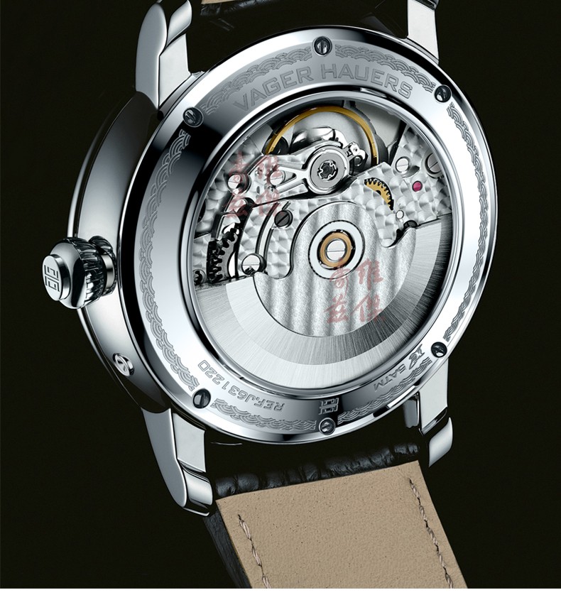 维杰豪兹原创手表男机械表全自动月相四针同轴日历真皮带防水男表精钢