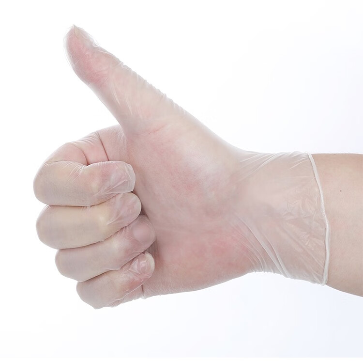 一次性pvc手套橡胶乳胶丁腈烘焙餐饮牙科纹绣美容防水按摩耐用 透明 s