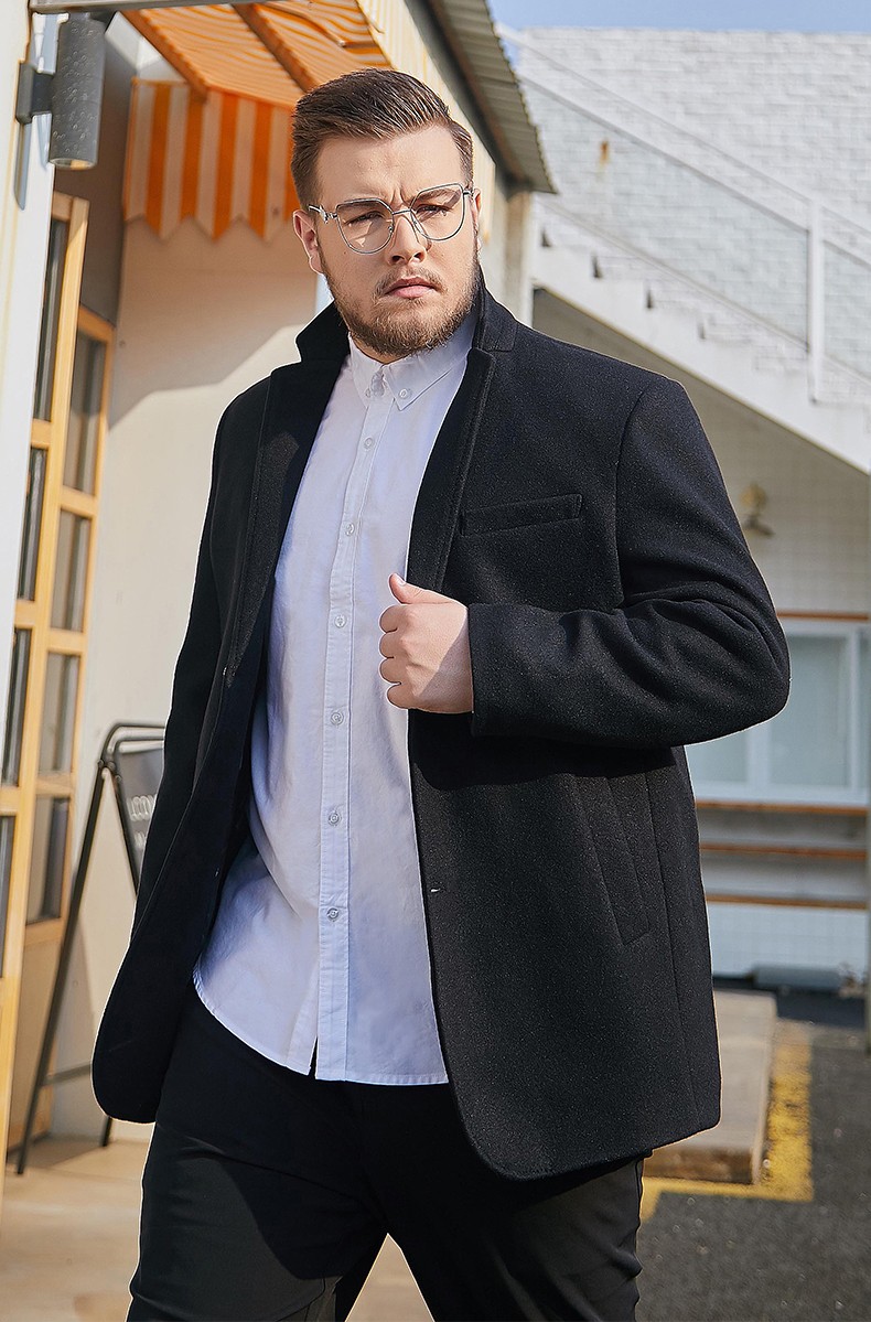胖哥哥大码男装休闲商务胖子西装肥佬宽松外套加肥加大胖人西服藏青7