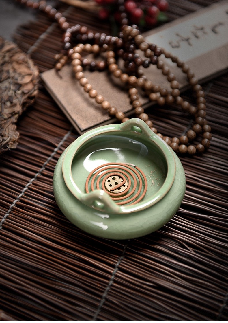 香薰炉陶瓷佛具居室摆件沉香檀香炉 a02圆润香炉-哥粉铁线