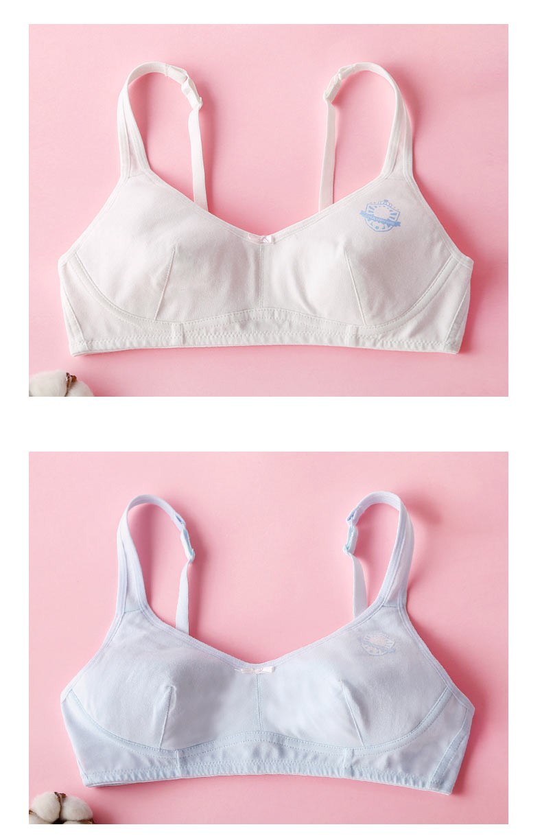 幻薇少女内衣棉质发育期二阶段搭扣薄款无钢圈初中生高中生学生文胸w