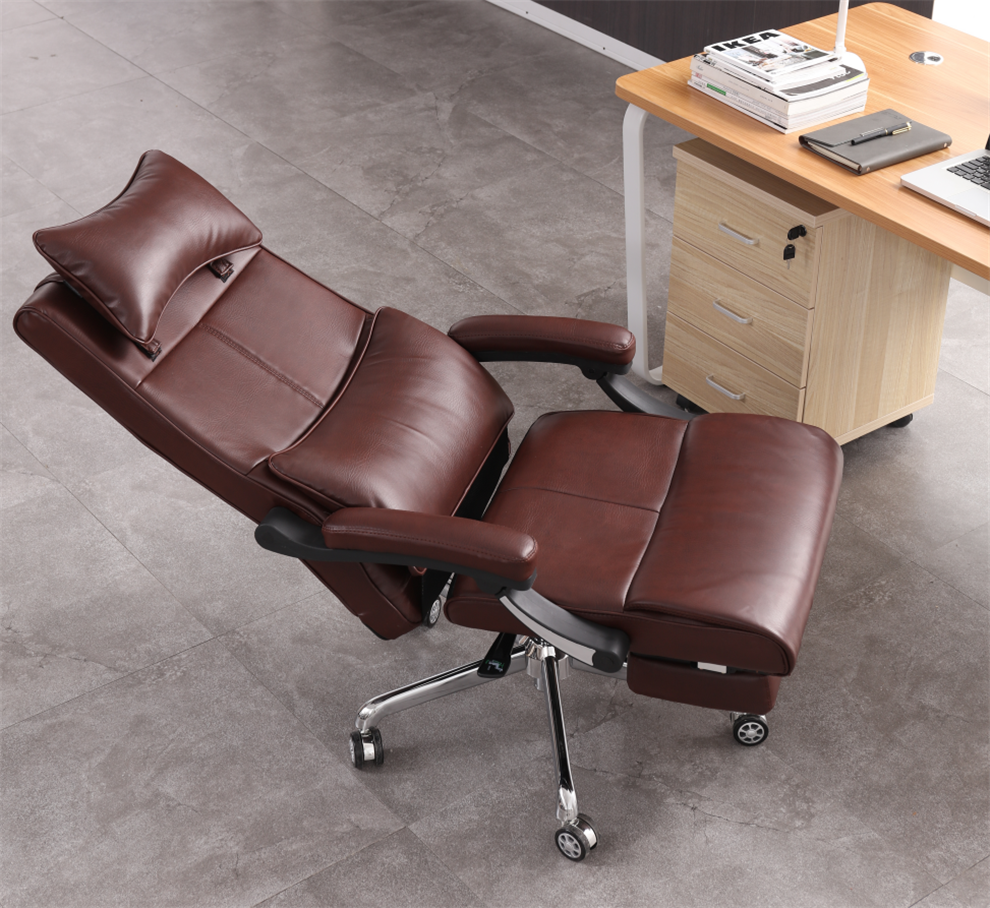 上海真皮老板椅可躺按摩大班椅商务办公椅舒适久坐书桌椅家用电脑椅子