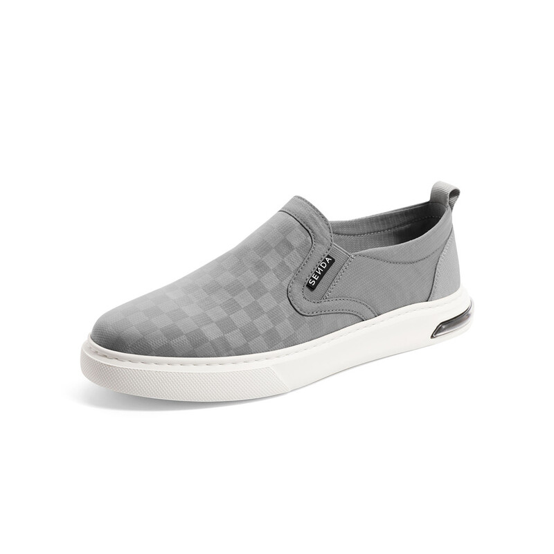 森达简约乐福鞋男2022秋季新款舒适一脚蹬户外休闲布鞋zy519cm2 灰色