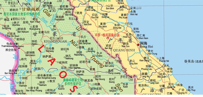 2020越南地圖老撾地圖柬埔寨地圖117米x086米摺疊紙圖新增港口航海線