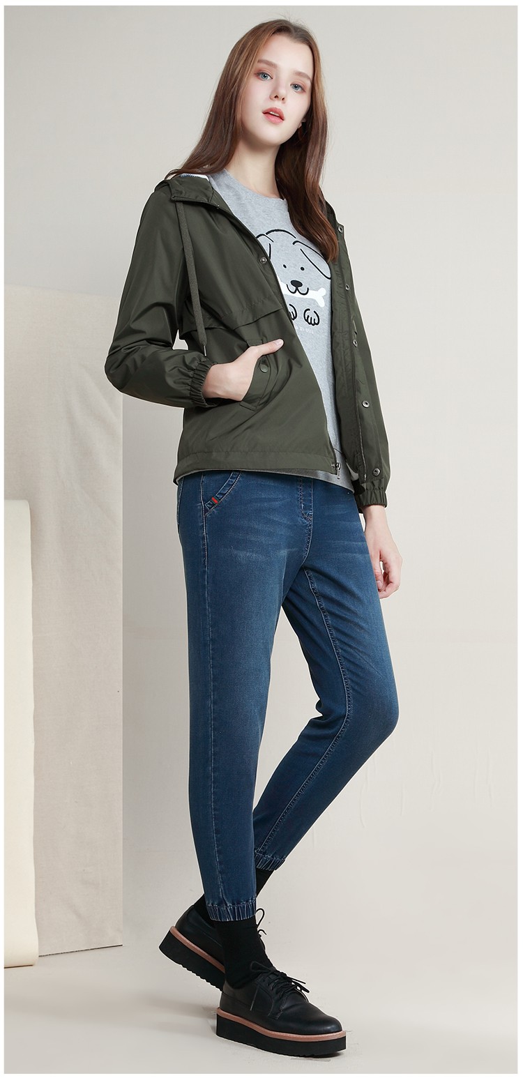 堡狮龙新款女装格子薄绒女士连帽风衣外套女秋冬 521512000 093铁锈