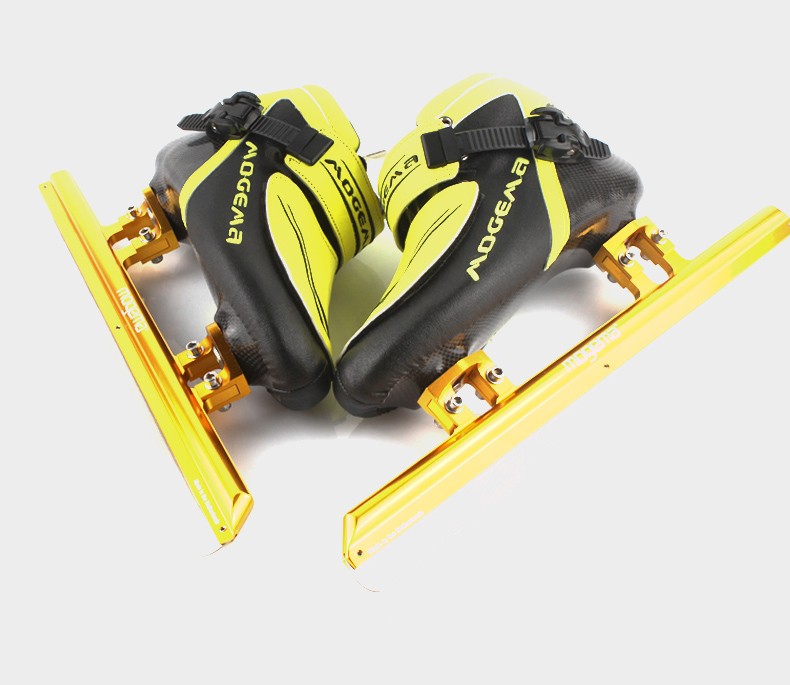 mogema短道速滑冰刀鞋大道速滑冰刀脱位冰刀鞋 高级短道黑黄色 39