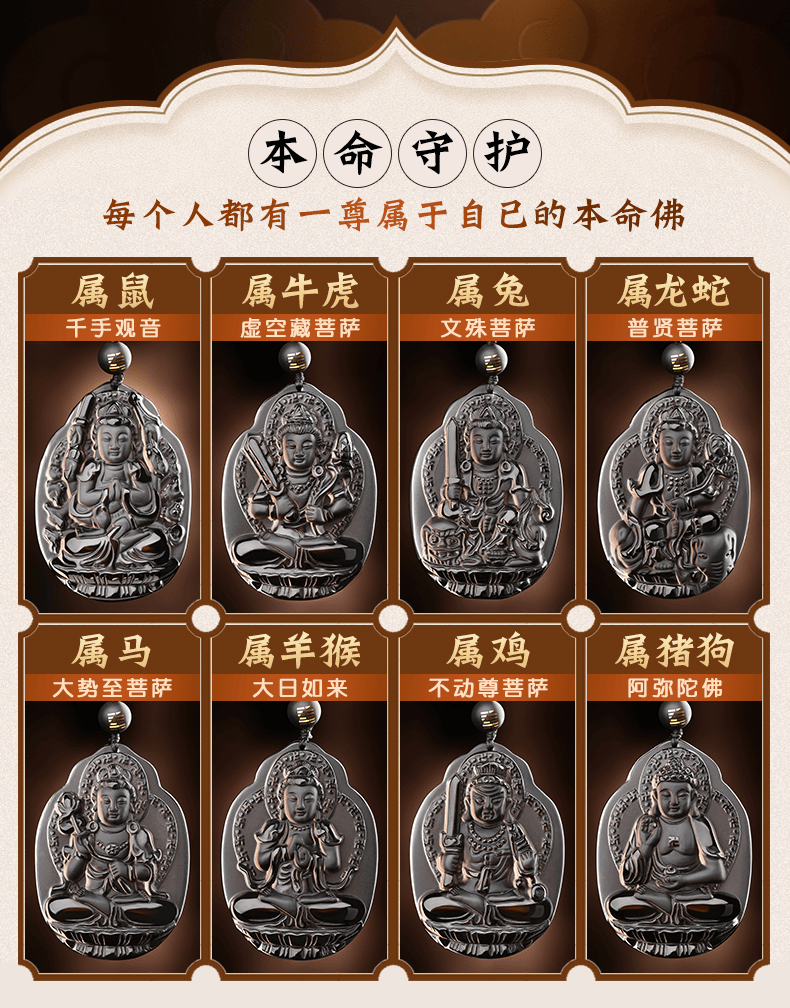 鼠年十二生肖阿弥陀佛本命佛吊坠八大守护神虚空藏普萨大日如来项链属