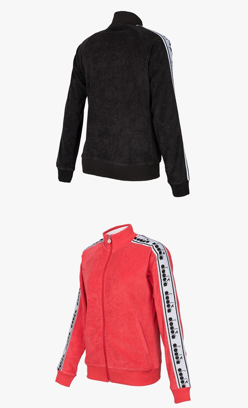 diadora迪亚多纳外套女春秋休闲全开拉锁衫ltrackjacket罂粟红45028m