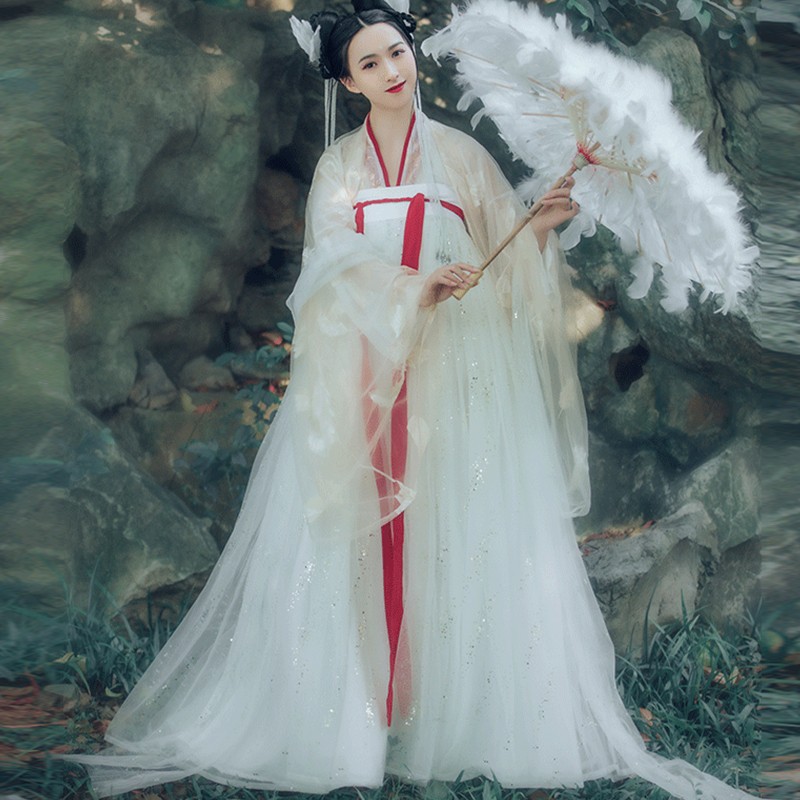 e街汉服女学生古装长款襦裙超仙齐胸襦裙仙女裙 泪红妆单独大袖衫 xl
