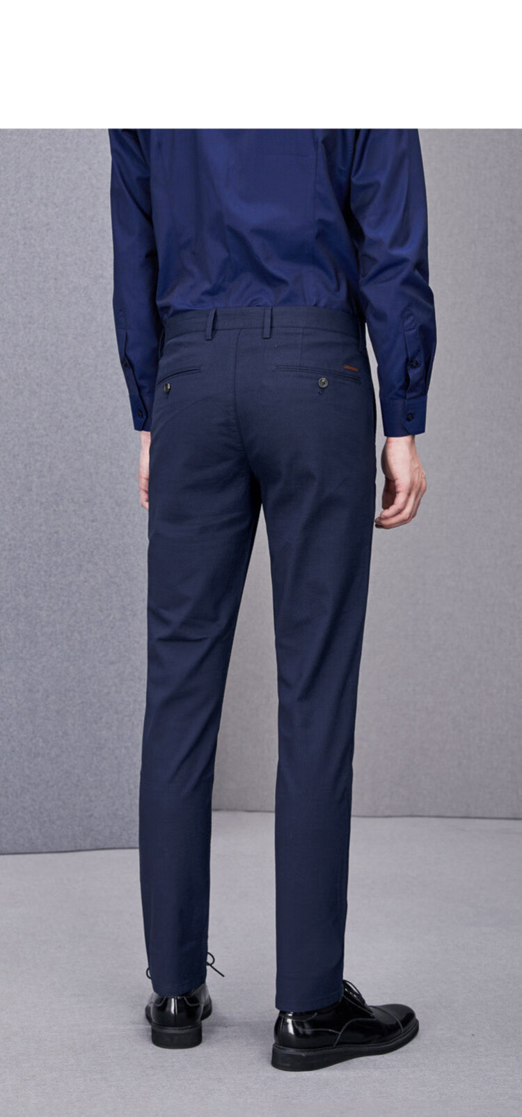 hla海澜之家男士休闲裤中腰直筒净色休闲男裤宝蓝花纹u940