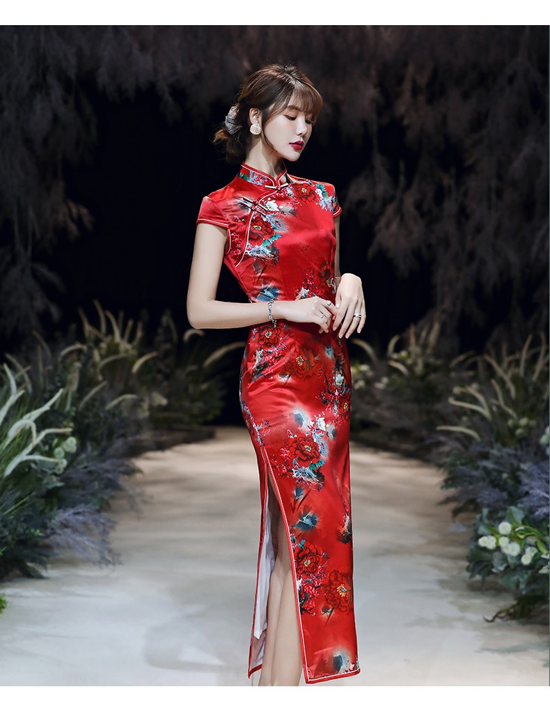 大码旗袍 2020春夏季新品女装修身显瘦日常改良婚礼走秀宴会晚礼服